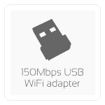 150 Mbps external NANO WiFi USB 2.0 adapter (2.4 GHz - 802.11b/g/n)